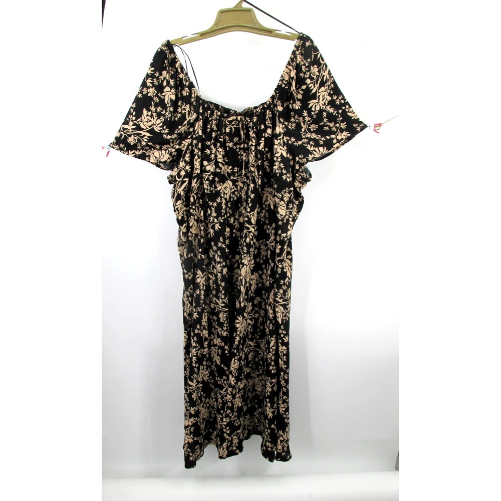 A New Day Brown Floral Boho Cottagecore Maxi Dress Plus Size 4X NWT
